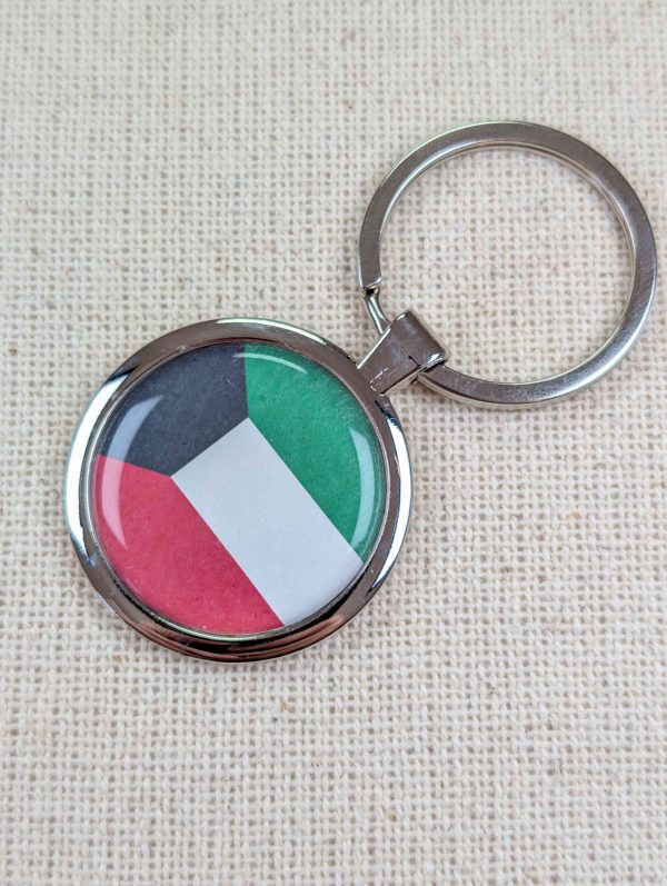 Kuwait Flag Keyring - Large Resin Topped Keychain