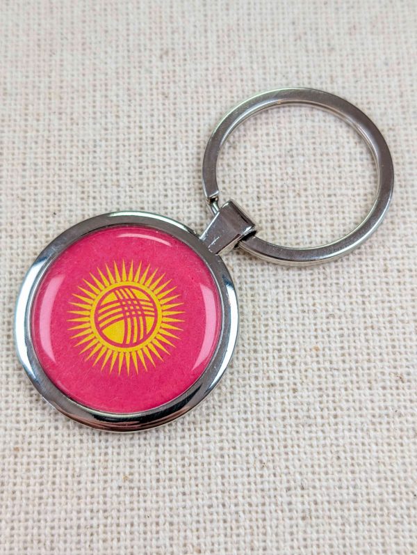 Kyrgyzstan Flag Keyring - Large Resin Topped Keychain