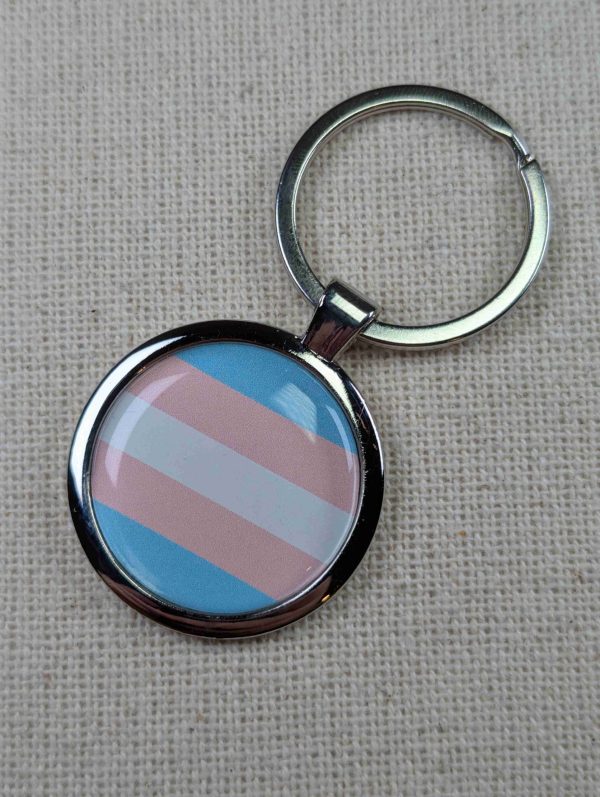 Transgender Flag Keyring - Pride Themed - Large Resin Topped Keychain