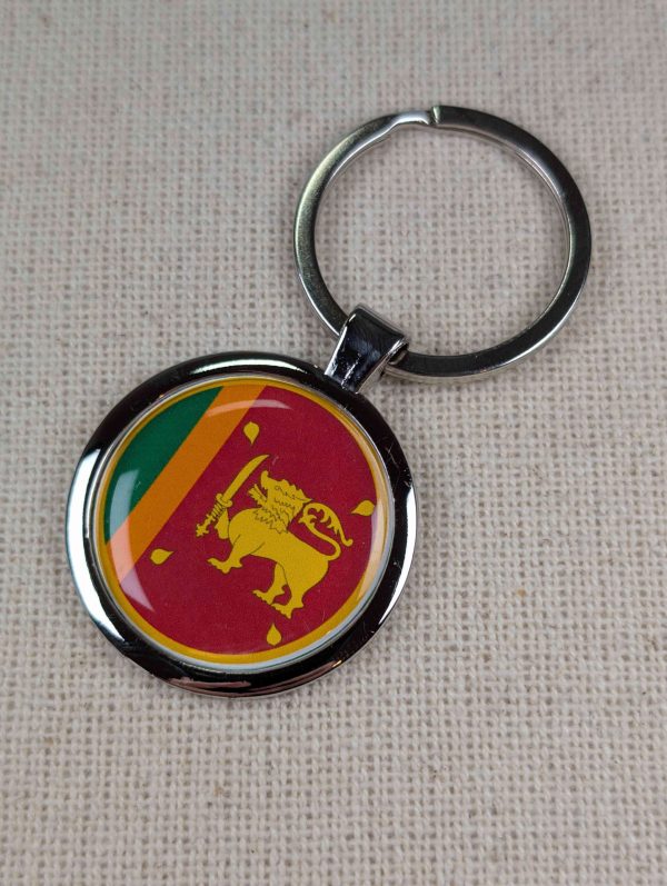 Sri Lanka Flag Keyring - Large Resin Topped Keychain