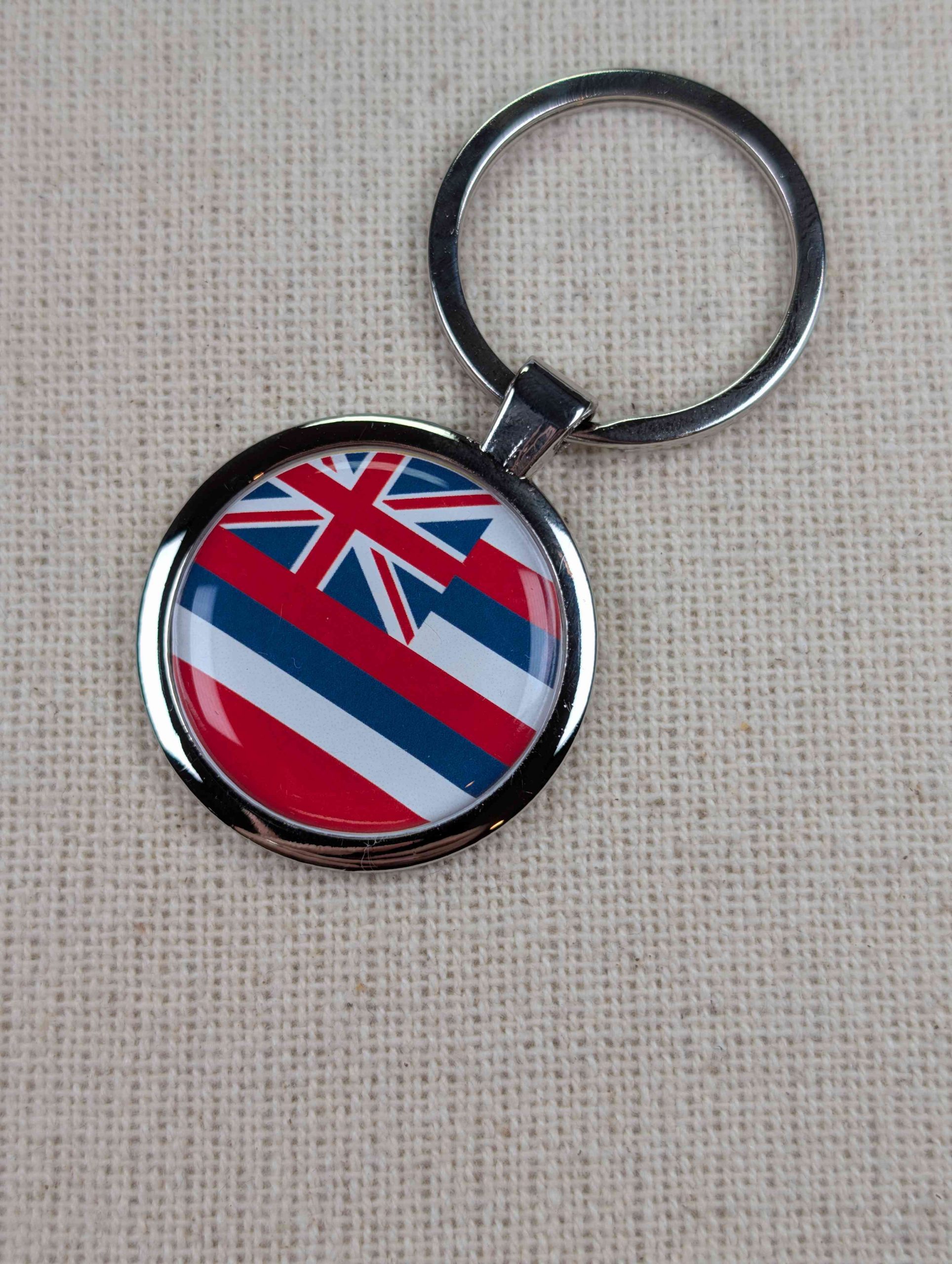 Hawaii Flag Keyring - Large Resin Topped Keychain
