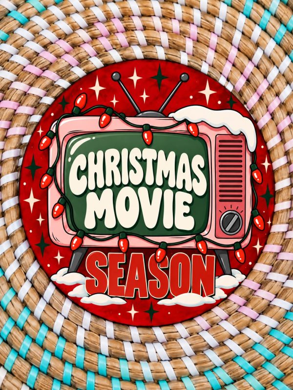 Christmas Movie Season Wooden Coaster - Christmas Film Lover Gift - Handmade - Circle