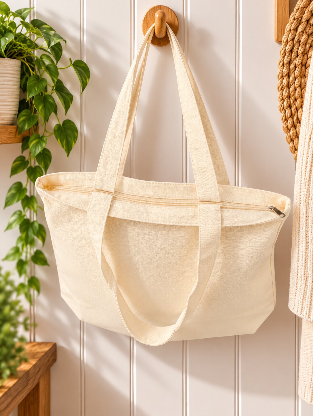 Tote Bag Back side with Zip - PinVoyage.shop