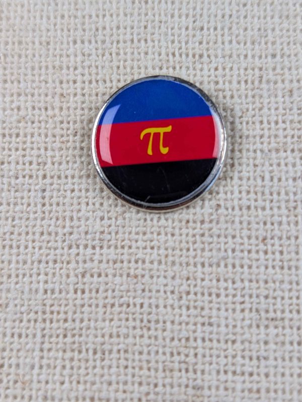 Polyamory Flag Pin - Pride Themed Badge - Large Resin Topped Pin Badge - Greek Pie Symbol