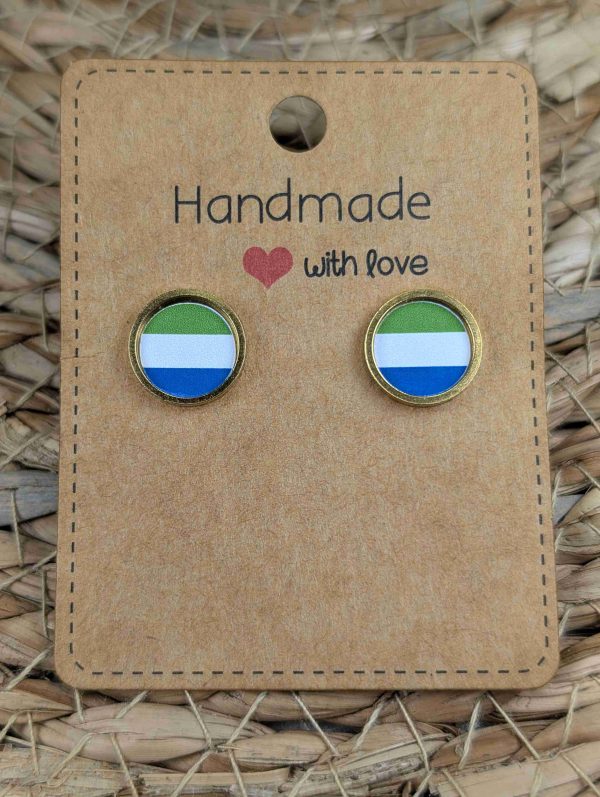 The Galapagos Islands Flag Stud Earrings - Gold or Silver Colour - 12mm resin Gold Colour