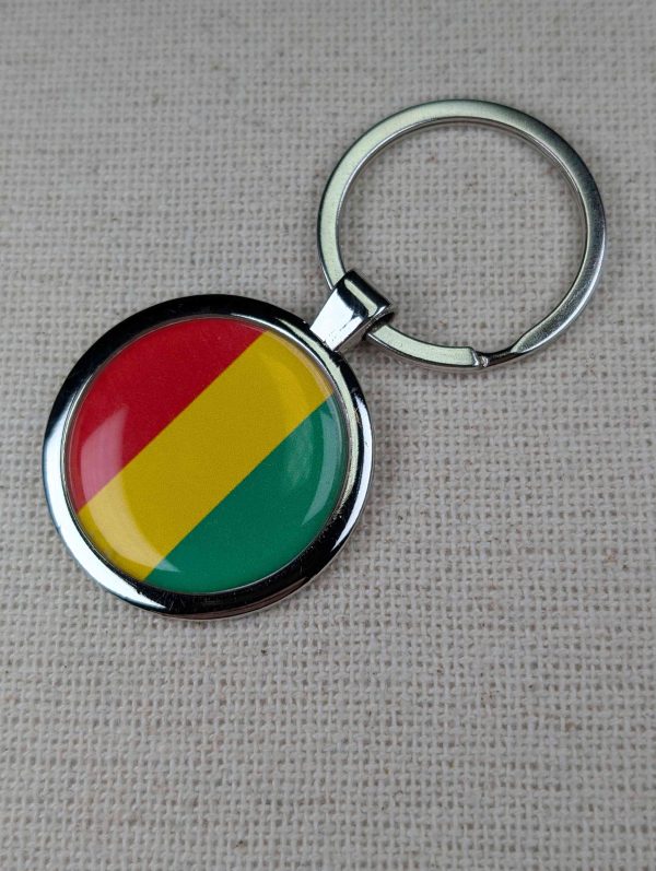 Guinea Flag Keyring - Large Resin Topped Keychain