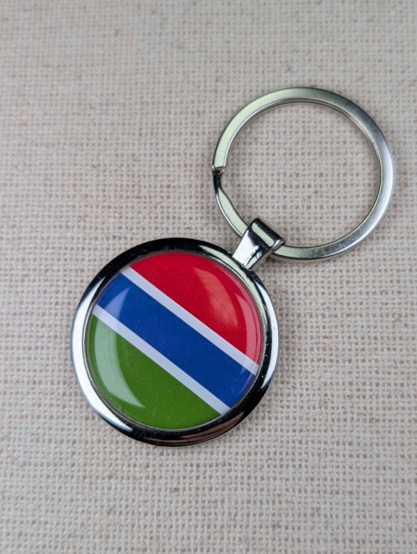 Gambia Flag Keyring - Large Resin Topped Keychain
