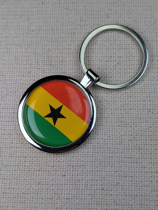 Ghana Flag Keyring - Large Resin Topped Keychain