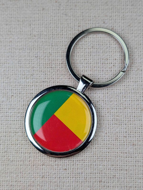 Benin Flag Keyring - Large Resin Topped Keychain