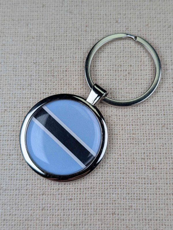 Botswana Flag Keyring - Large Resin Topped Keychain