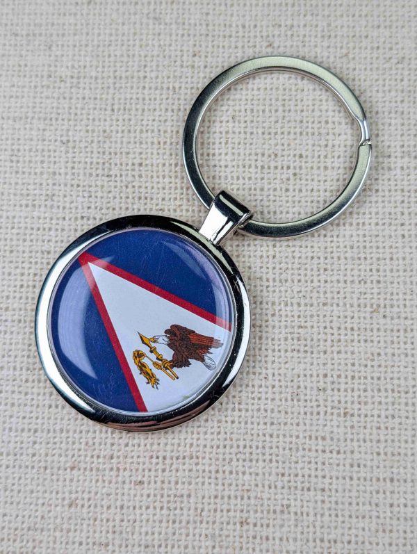 American Samoa Flag Keyring - Large Resin Topped Keychain