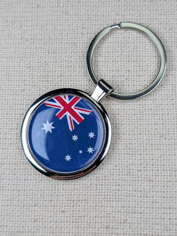 Australia Flag Keyring - Large Resin Topped Keychain