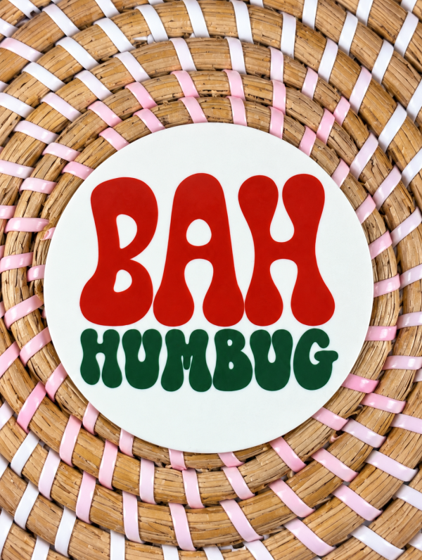 Bah Humbug Christmas Wooden Coaster – Funny Festive Gift – Handmade