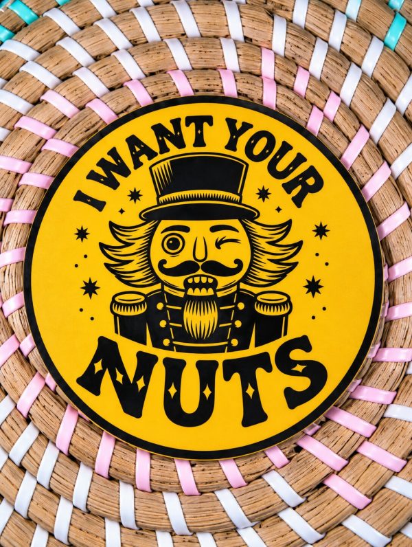 I Want Your Nuts Christmas Wooden Coaster – Funny Nutcracker Adult Humour Gift – Handmade